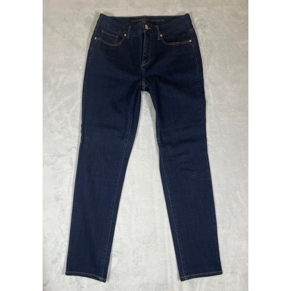 Chico's So Slimming Girlfriend Ankle Jeans Women 00 Dark Wash Stretch Denim